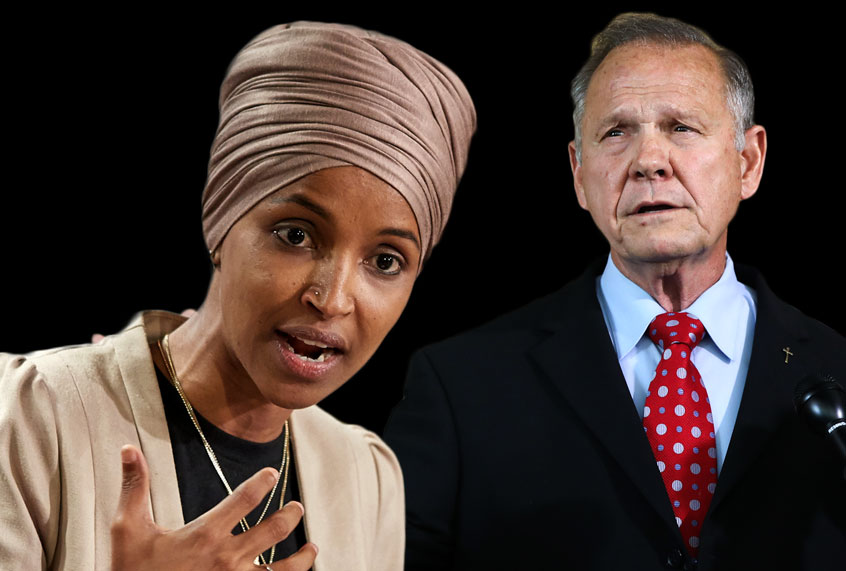 Ilhan Omar; Roy Moore (Getty/Jessica McGowan/Adam Betcher)