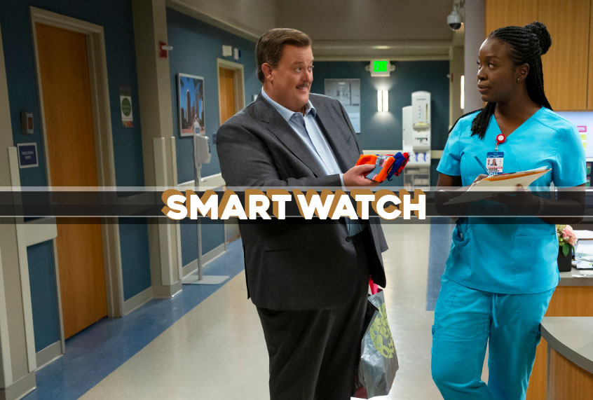 Billy Gardell as Bob and Folake Olowofoyeku as Abishola in "Bob Hearts Abishola" (Sonja Flemming/CBS)
