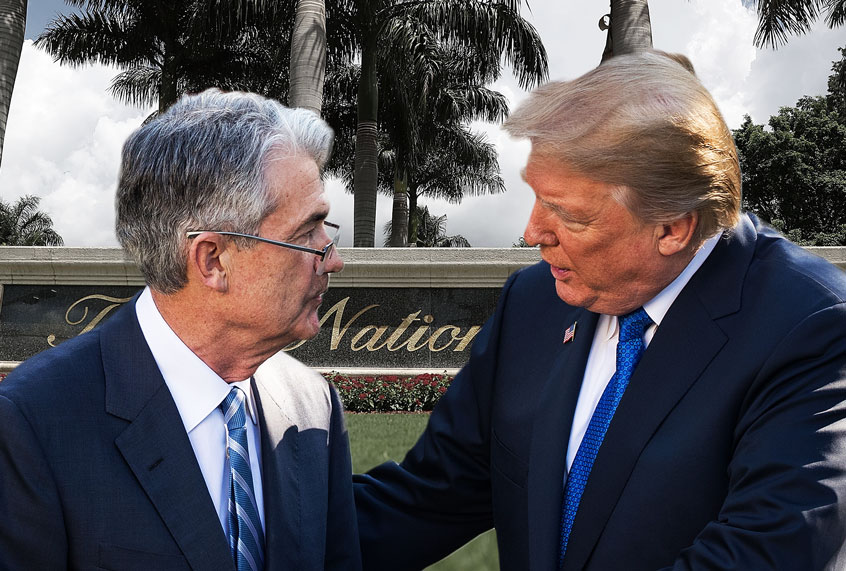Donald Trump and Jerome Powell (Getty/Drew Angerer/Joe Raedle)