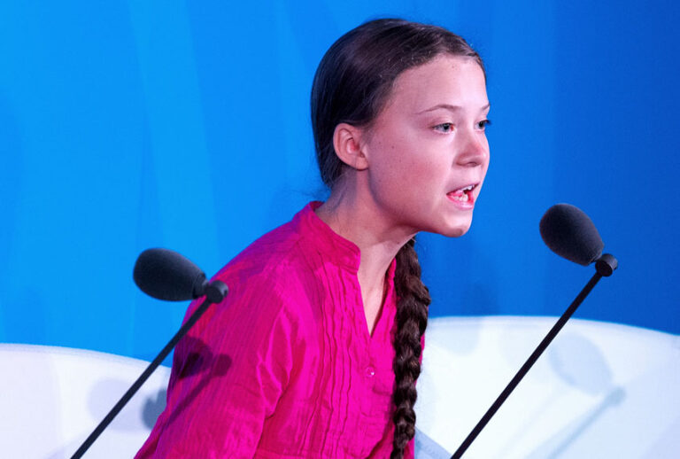 Youth Climate activist Greta Thunberg speaks during the UN Climate Action Summit on September 23, 2019 at the United Nations Headquarters in New York City. (Photo by Johannes EISELE / AFP)        (Photo credit should read (JOHANNES EISELE/AFP/Getty Images)