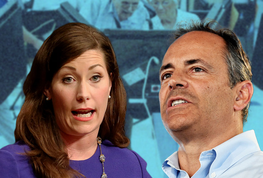 Alison Lundergan Grimes and Matt Bevin (AP Photo/David Stephenson/Timothy D. Easley/John Minchillo)