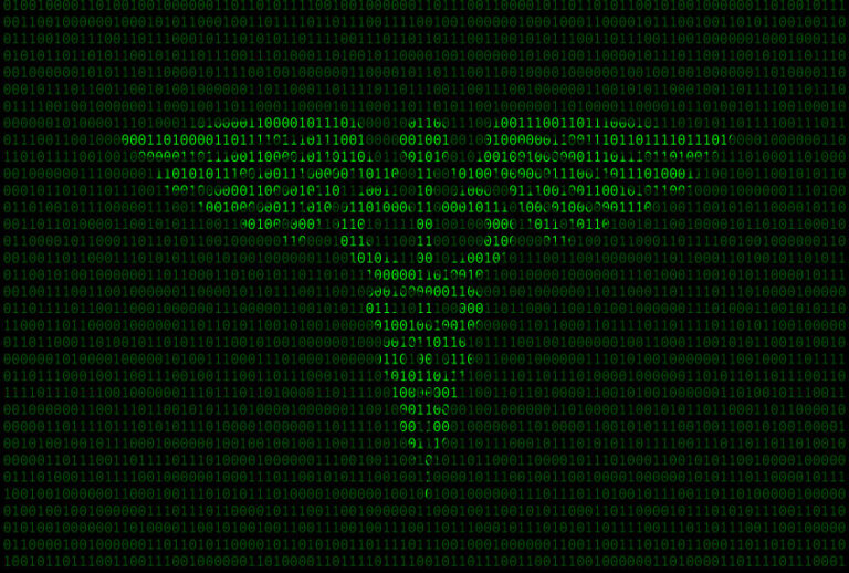 Caduceus made out of binary code (Salon)