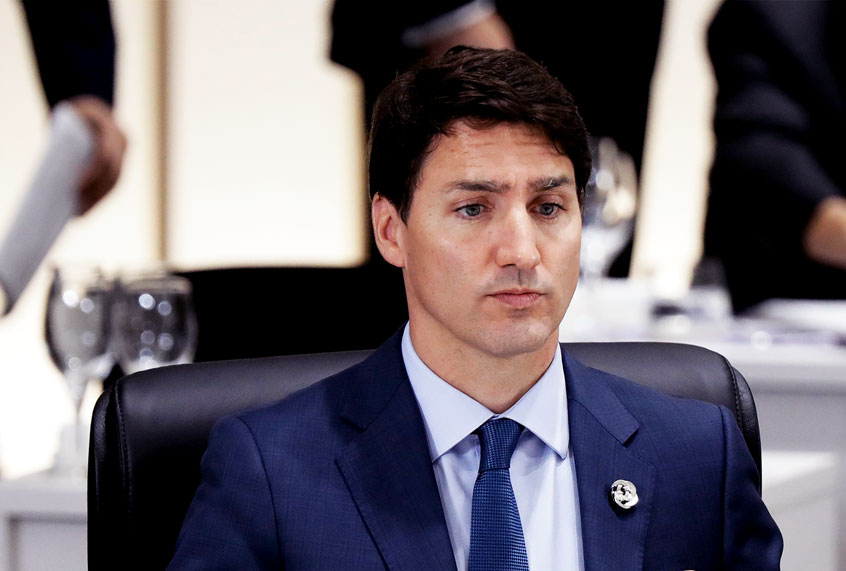 Justin Trudeau, Canada's prime minister, attends a working lunch at the Group of 20 (G-20) summit in Osaka, Japan, on Friday, June 28, 2019. (Kiyoshi Ota/Pool Photo via AP)