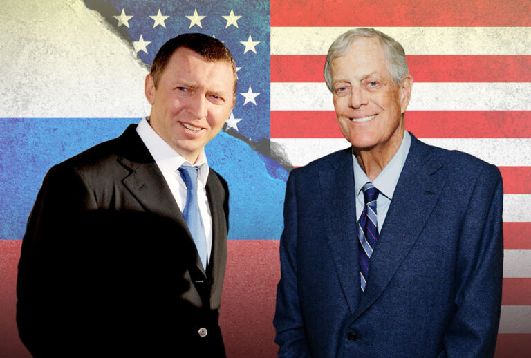 Russian oligarch Oleg V. Deripaska and American businessman David H. Koch (Pascal Le Segretain/Lars Niki/Getty Images/Salon)