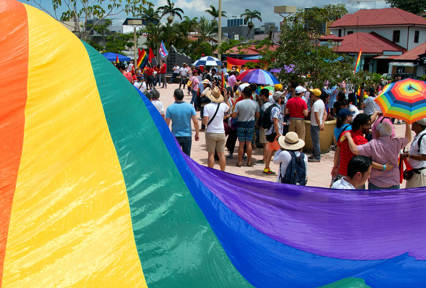 LGBTI activists demonstrate in front of the Supreme Court of Justice in San Jose (Getty/Ezequiel Becerra)