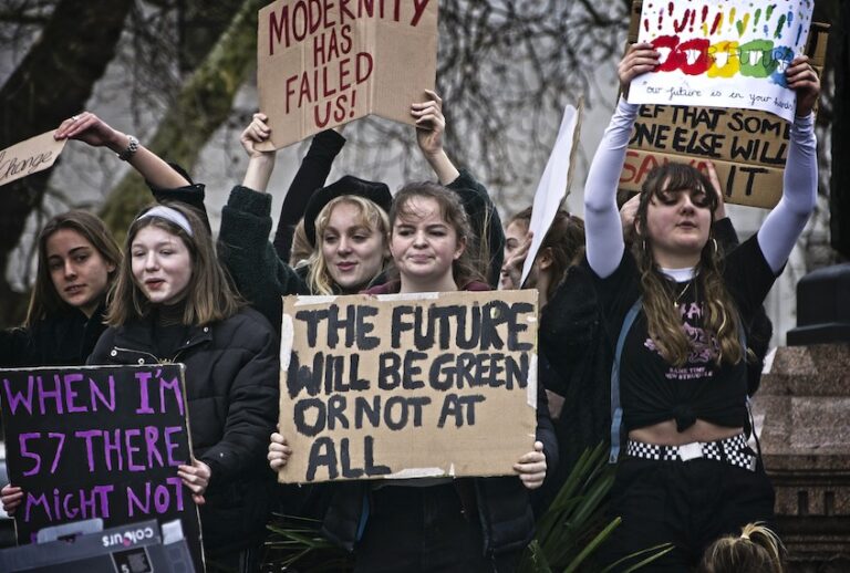 Fighting for a future: Young protesters at the Global Climate Strike in London on March 15, 2019. (Garry Knight/Flickr)