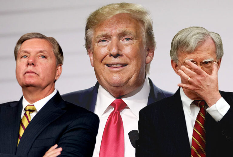 President Donald Trump, White House National Security Advisor John Bolton, and Senate Judiciary Committee Chairman Lindsey Graham (AFP/Getty Images/ LUDOVIC MARIN/ Chip Somodevilla/ AP Photo/J. Scott Applewhite)