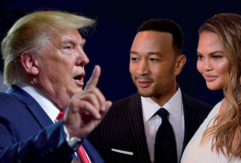 Donald Trump, John Legend, and Chrissy Teigen (Photo illustration by Salon/NICHOLAS KAMM/AFP/Getty Images/ Dimitrios Kambouris)