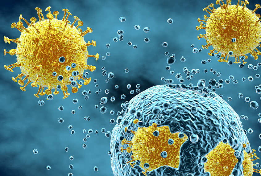 Viral infection disease attacking cell abstract idea illustration (Getty Images/iStock)