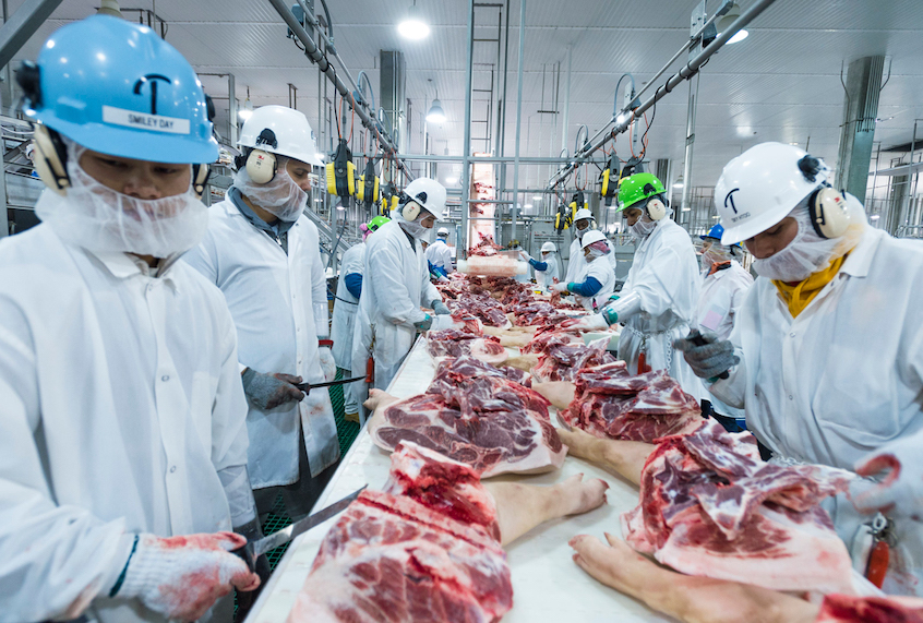 Inside the Triumph Foods pork processing facility April 28, 2017. The facility houses 2,800 employees in St. Joseph, Mo. (USDA photo by Preston Keres)