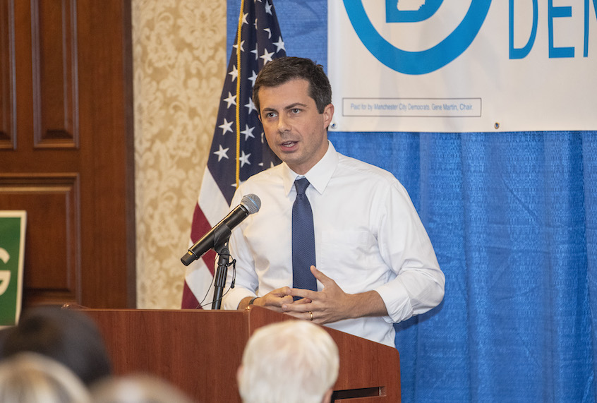 MANCHESTER, NH - OCTOBER 25:  Democratic presidential candidate South Bend, Indiana Mayor Pete Buttigieg speaks during the Manchester City Democrats' Countdown To Victory Dinner on October 25, 2019 in Manchester, New Hampshire.  (Photo by Scott Eisen/Getty Images) (Scott Eisen/Getty Images)