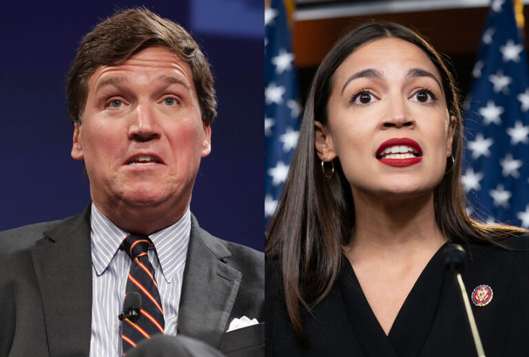 Alexandria Ocasio-Cortez and Tucker Carlson (Photo illustration by Salon/Getty Images)