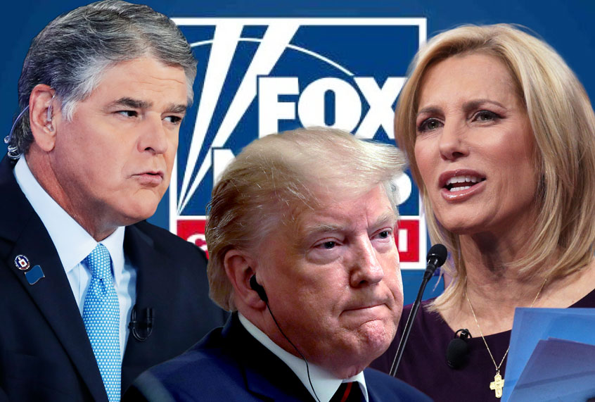 Laura Ingraham, Sean Hannity, and Donald Trump (AP Photo/Salon)