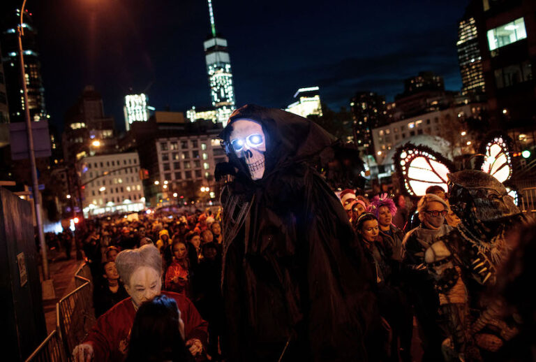 NEW YORK, NY - OCTOBER 31:  Revelers make their way along Sixth Avenue during the 43rd annual Village Halloween Parade, October 31, 2016 in New York City. Thousands of people are expected to attend as the parade travels up Sixth Avenue through the West Village. (Photo by Drew Angerer/Getty Images) (Drew Angerer/Getty Images)