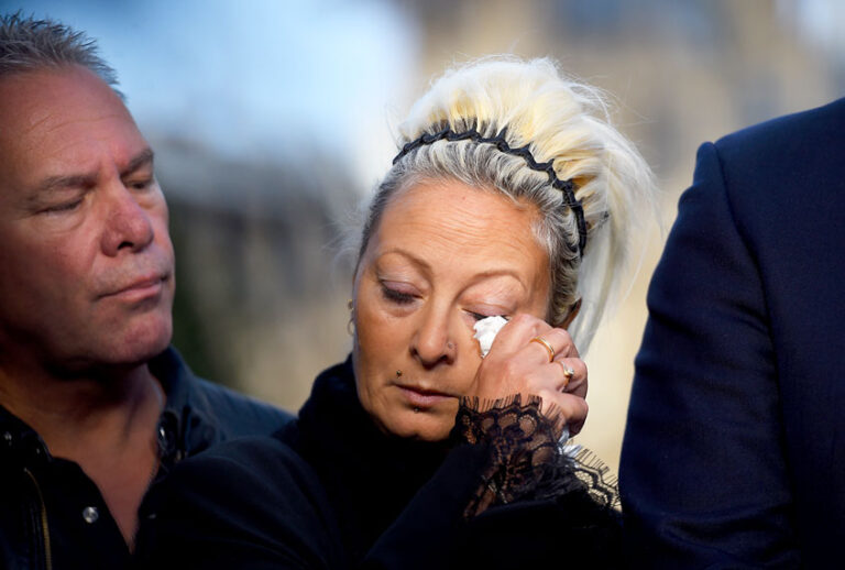 Mother of Harry Dunn, Charlotte Charles speaks to the media after meeting with Foreign Secretary Dominic Raab on October 9, 2019 in London, England. (Peter Summers/Getty Images)