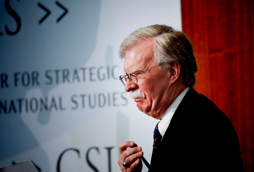 Former National security adviser John Bolton walks up to the podium to begin speaking at the Center for Strategic and International Studies in Washington, Monday, Sept. 30, 2019. (AP Photo/Pablo Martinez Monsivais)