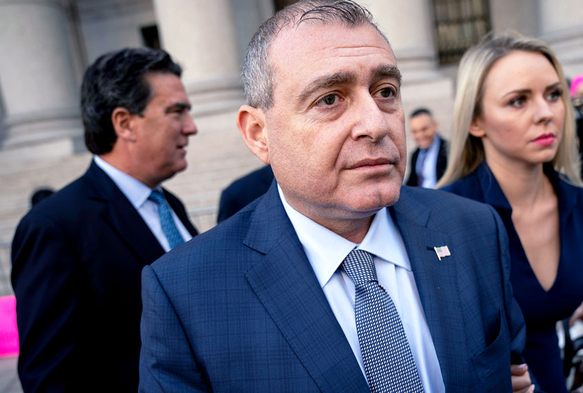 Lev Parnas (L) and his wife Svetlana Parnas depart federal court following an arraignment hearing on October 23, 2019 in New York City. Lev Parnas and Igor Fruman, along with Andrey Kukushkin and David Correia, are associates of Rudy Giuliani who have been arrested for allegedly conspiring to circumvent federal campaign finance laws in schemes to funnel foreign money to U.S. candidates running for office at the federal and state levels. (Drew Angerer/Getty Images)