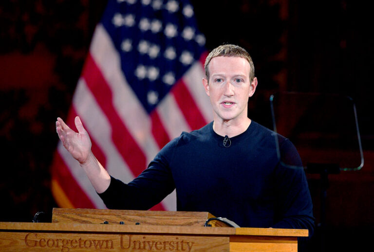 Facebook CEO Mark Zuckerberg speaks at Georgetown University, Thursday, Oct. 17, 2019, in Washington. (AP Photo/Nick Wass)