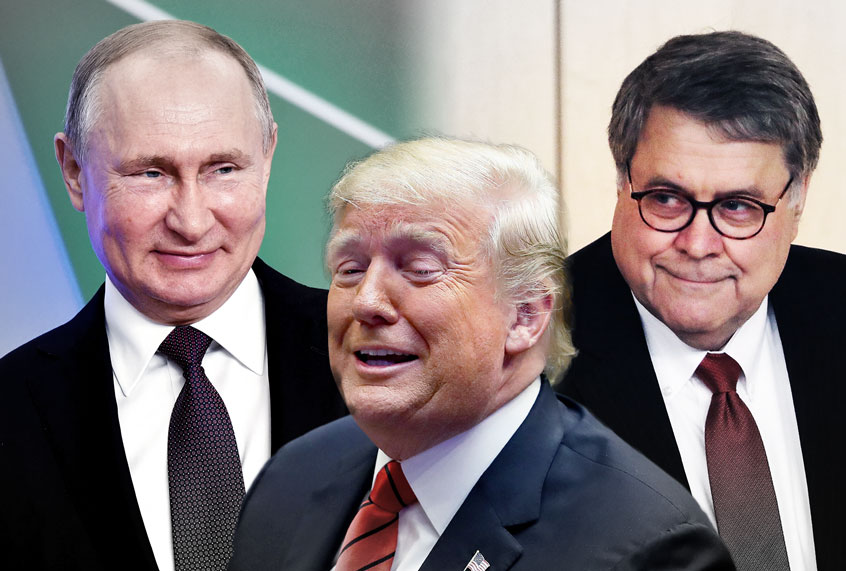 Donald Trump, Bill Bar and Vladimir Putin (AP Photo/Getty Images/Salon)