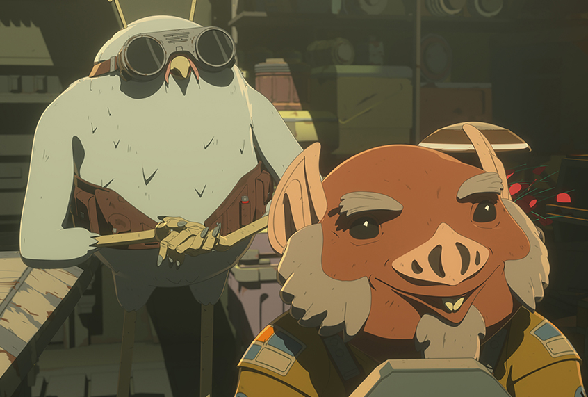 Okra and Flix from "Star Wars Resistance" on Disney Channel (Lucasfilm/Disney Channel)