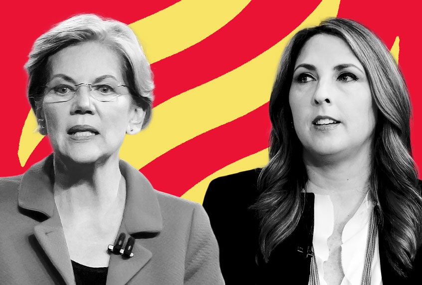 Elizabeth Warren and Ronna McDaniel (AP Photo/Getty Images/Salon)