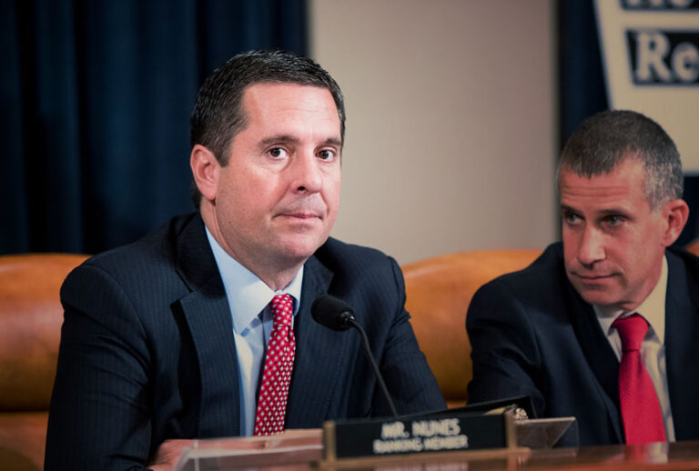 Devin Nunes looks on before the start of the House Select Intelligence Committee hearing on the impeachment inquiry into President Donald Trump. begins on Wednesday, Nov. 13, 2019. (Bill Clark/CQ-Roll Call, Inc via Getty Images)