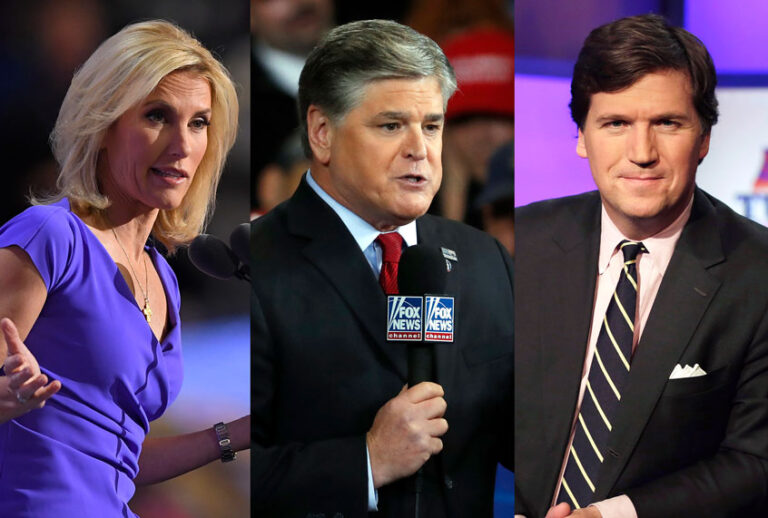 Laura Ingraham, Sean Hannity and Tucker Carlson (AP Photo/Salon)