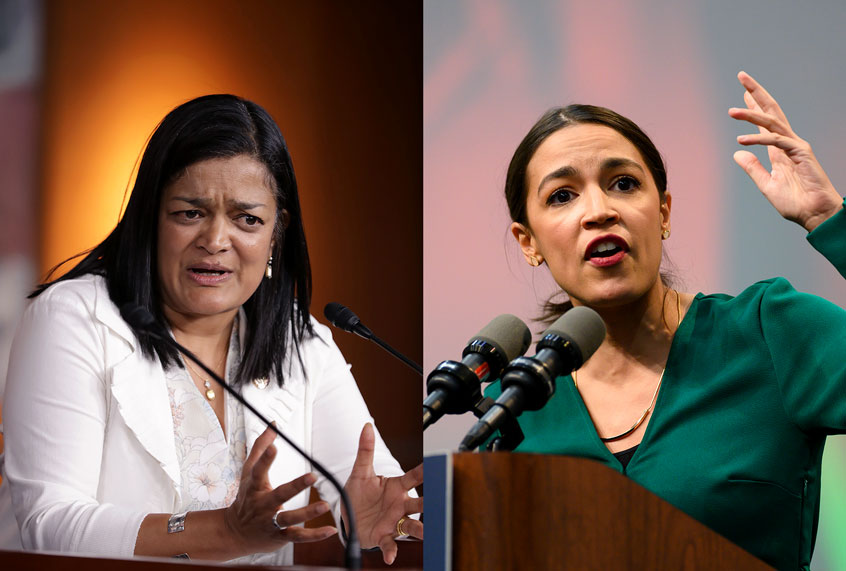 Congressional Progressive Caucus co-chair Rep. Pramila Jayapal and U.S. Rep. Alexandria Ocasio-Cortez (Getty Images/Chip Somodevilla/Stephen Maturen)