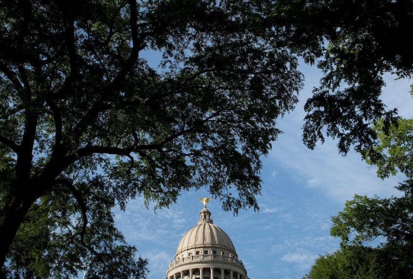 A view of the Mississippi State Capitol on April 5, 2018 in Jackson, Mississippi. / AFP PHOTO / Brendan Smialowski        (Photo credit should read BRENDAN SMIALOWSKI/AFP via Getty Images) (Brendan Mialowski/AFP via Getty Images)