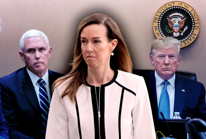 President Donald J. Trump, Vice President Mike Pence, and Jennifer Williams, an aide to the Vice President. (Getty Images/SAUL LOEB/AFP/Shealah Craighead/The White House)