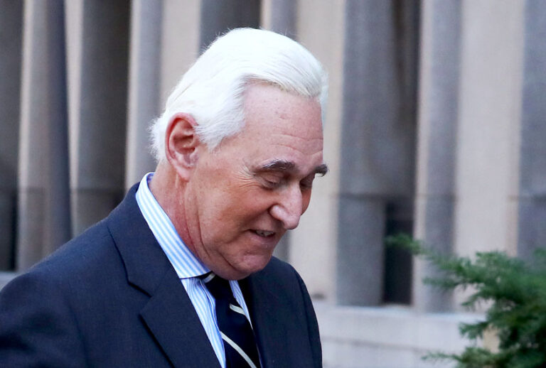 Roger Stone, former advisor to President Donald Trump, arrives for the second day of his trial at the E. Barrett Prettyman United States Courthouse on November 6, 2019 in Washington, DC. Stone has been charged with lying to Congress and witness tampering. (Mark Wilson/Getty Images)