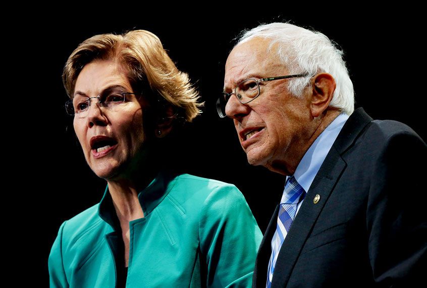 Bernie Sanders and Elizabeth Warren (Getty Images/Joshua Lott/Salon)