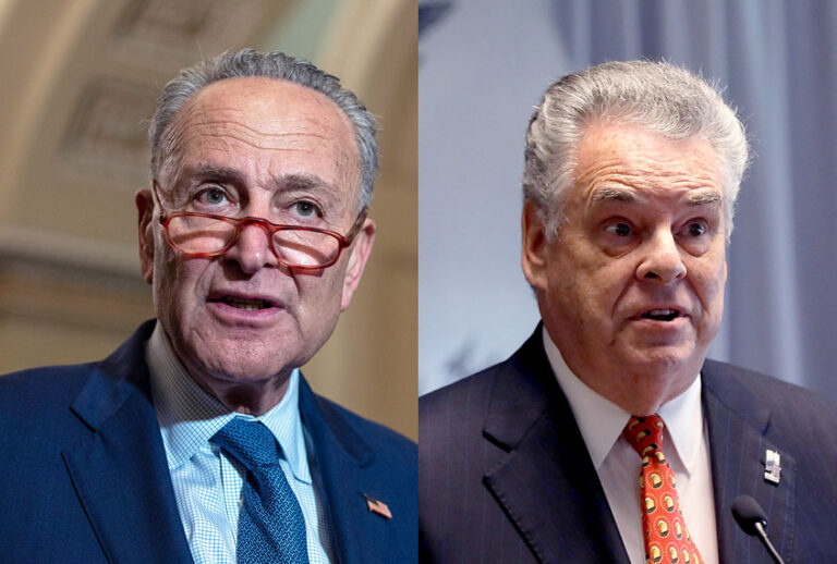 Minority Leader Chuck Schumer and Rep. Peter King (Tasos Katopodis/Spencer Platt/Getty Images/Salon)