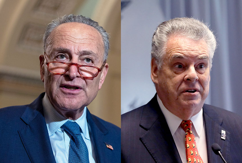 Minority Leader Chuck Schumer and Rep. Peter King (Tasos Katopodis/Spencer Platt/Getty Images/Salon)