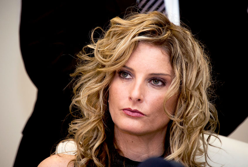 Summer Zervos attends a press conference with her attorney Gloria Allred (not seen) to announce the filing of a lawsuit against President-elect Donald Trump, in Los Angeles, California, on January 17, 2017. The lawsuit alleges that Trump had engaged in sexually inappropriate conduct with her. (VALERIE MACON/AFP via Getty Images)