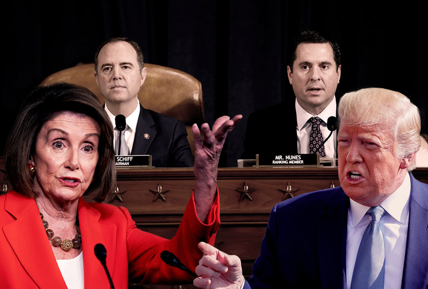 Nancy Pelosi, Donald Trump, Adam Schiff and Devin Nunes (AP Photo/Getty Images/Salon)