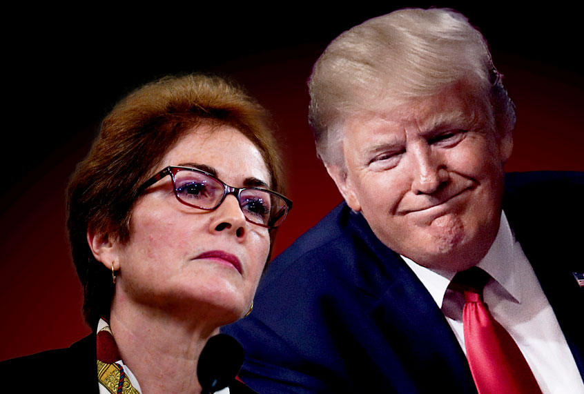 Former Ambassador to Ukraine, Marie Yovanovitch, and US President Donald Trump (Spencer Platt/Getty Images/Matt McClain/The Washington Post)