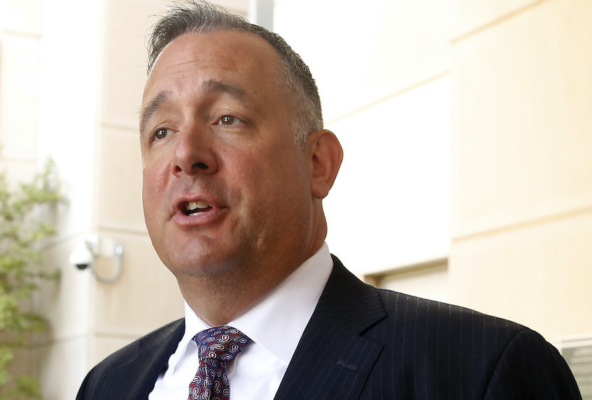 In this Sept. 19, 2019 file photo, Attorney Justin Clark speaks in Sacramento, Calif. Clark, one of President Donald Trump's top re-election advisers is promising an aggressive effort on Election Day in battleground states. (AP Photo/Rich Pedroncelli File)