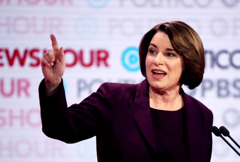 Democratic presidential candidate Sen. Amy Klobuchar (D-MN) speaks during the Democratic presidential primary debate at Loyola Marymount University on December 19, 2019 in Los Angeles, California. (Justin Sullivan/Getty Images)