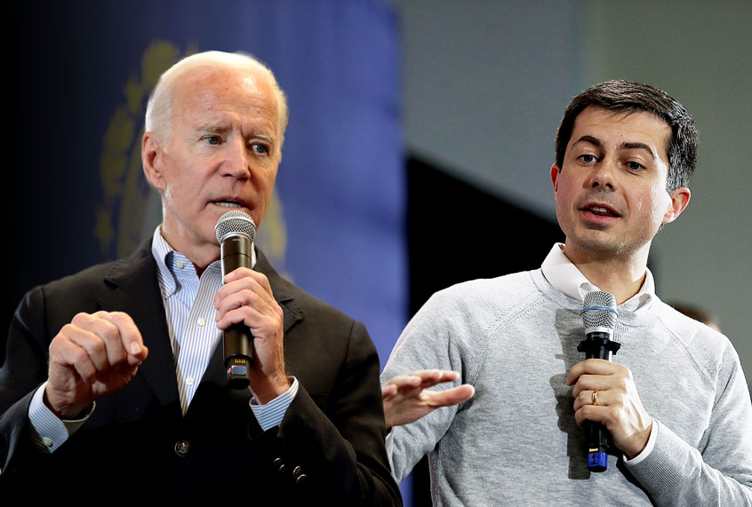 Democratic presidential candidates South Bend, Indiana Mayor Pete Buttigieg, and former Vice President Joe Biden (Scott Olson/Joe Raedle/Getty Images)