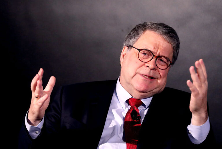 U.S. Attorney General William Barr speaks about the Justice Department's Russia investigation into the 2016 presidential campaign, during the Wall Street Journal's annual CEO Council meeting, at the Four Seasons Hotel on December 10, 2019 in Washington, DC. (Photo by (Mark Wilson/Getty Images)