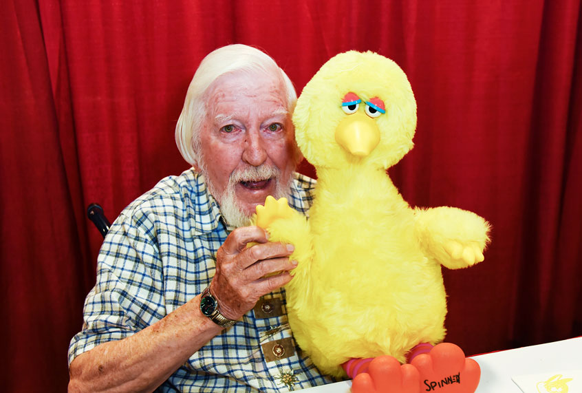 Caroll Spinney with 'Big Bird' during Florida Supercon at the Broward County Convention Center on Friday, July 13, 2018 in Fort Lauderdale, Fla. (Photo by (Michele Eve Sandberg/Invision/AP)