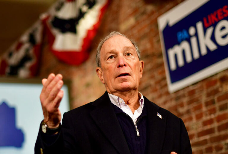 Democratic Presidential candidate Michael Bloomberg addresses the press from his Philadelphia field office on December 21, 2019 in Philadelphia, Pennsylvania. The former Mayor of New York entered the race late and is not contesting the early primary states, instead concentrating efforts towards Super Tuesday and beyond, opening campaign offices today in Pennsylvania, Michigan, and Wisconsin. (Mark Makela/Getty Images)