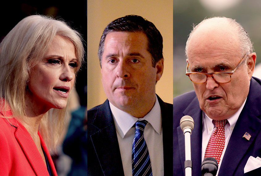 Kellyanne Conway, Devin Nunes and Rudy Giuliani (Getty Images/AP Photo/Salon)
