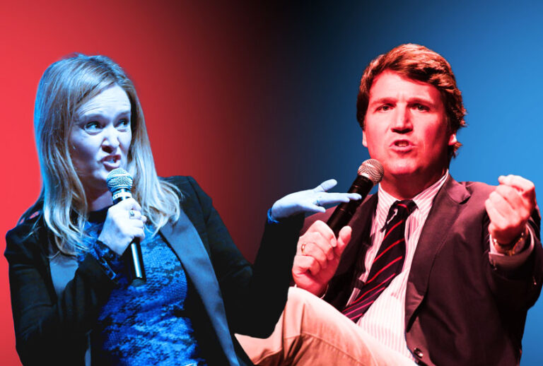Samantha Bee and Tucker Carlson (Chelsea Guglielmino/Robin Marchant/Getty Images)
