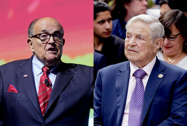 Trump Attorney Rudy Giuliani and George Soros (Saul Martinez/Getty Images/ Popow/ullstein bild/Salon)