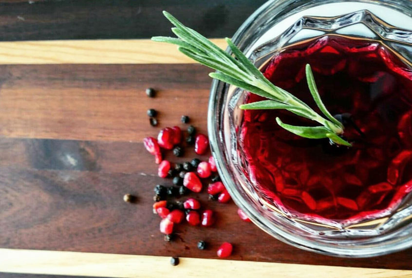 Spiced Pomegranate Bourbon Smash cocktail. Credit: (Ashlie Stevens)
