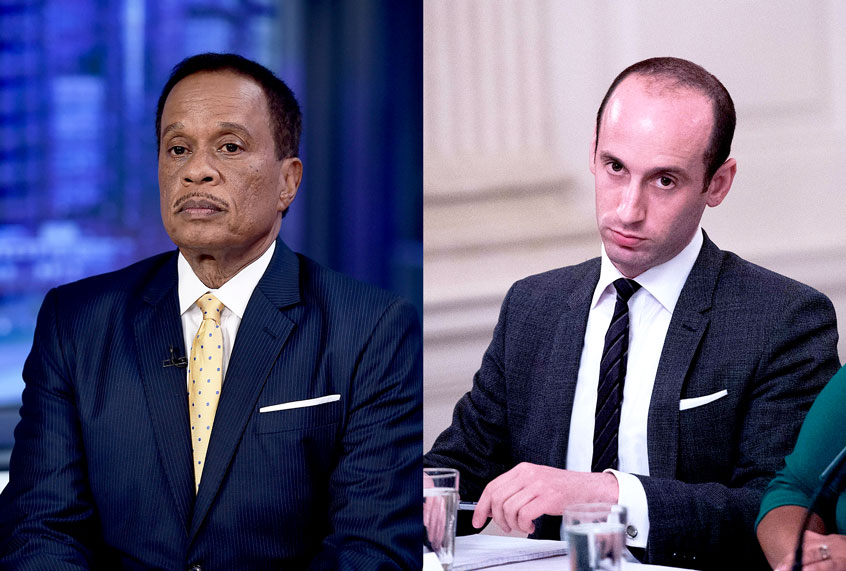 FOX News Contributor Juan Williams and Stephen Miller, US President Donald Trump's senior advisor for policy (NICHOLAS KAMM/AFP/Steven Ferdman/Getty Images)