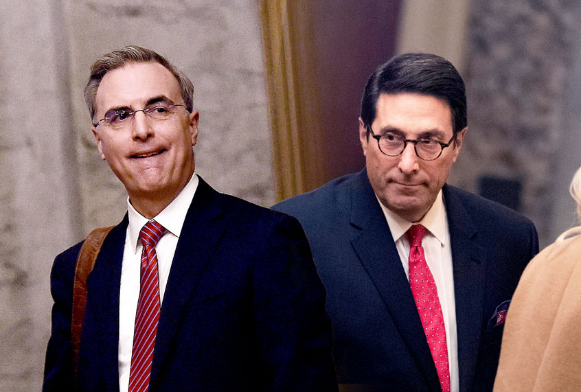 White House counsel Pat Cipollone and attorney Jay Sekulow. (OLIVIER DOULIERY/AFP/Tom Williams/CQ-Roll Call, Inc/Getty Images)