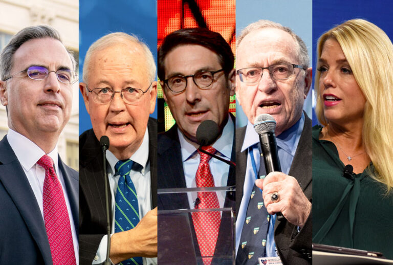 Alan Dershowitz, Ken Starr, Pat Cipollone, Jay Sekulow, and Pam Bondi (Getty Images/Salon)